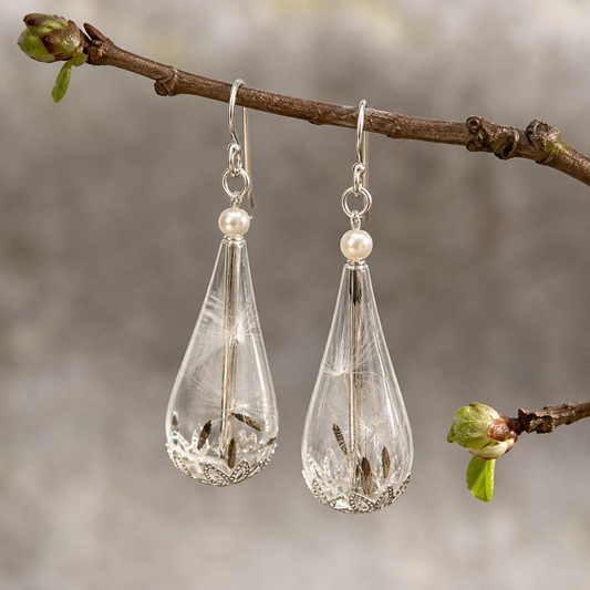 Dandelion Earrings, Make a Wish, Teardrop Earrings, Dandelion Jewelry, Bridesmaids Jewelry, Gifts for Women