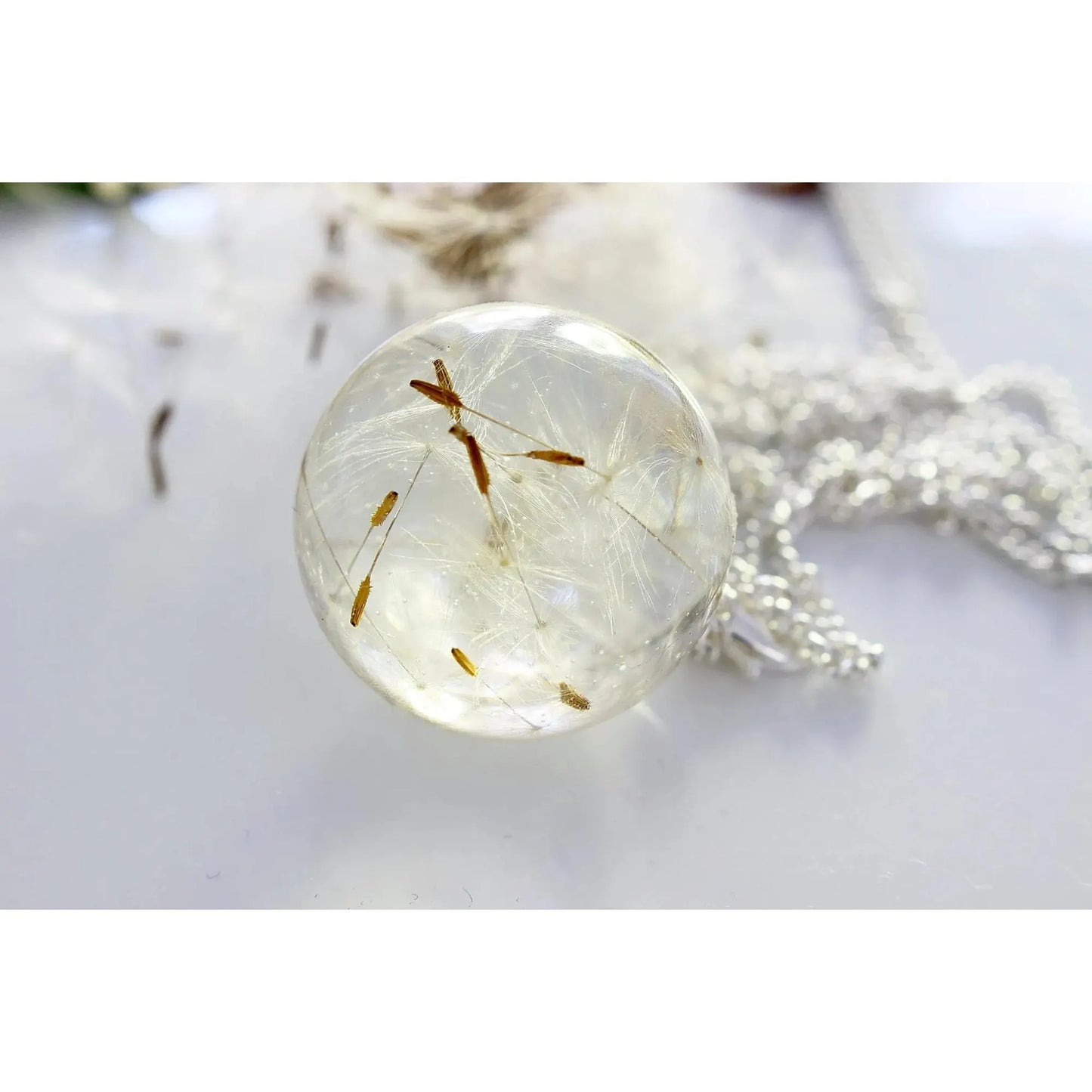 Dandelion Necklace, Make a Wish, Sphere Pendant, Nature Necklace, Eco Friendly, Holiday Gift Necklace