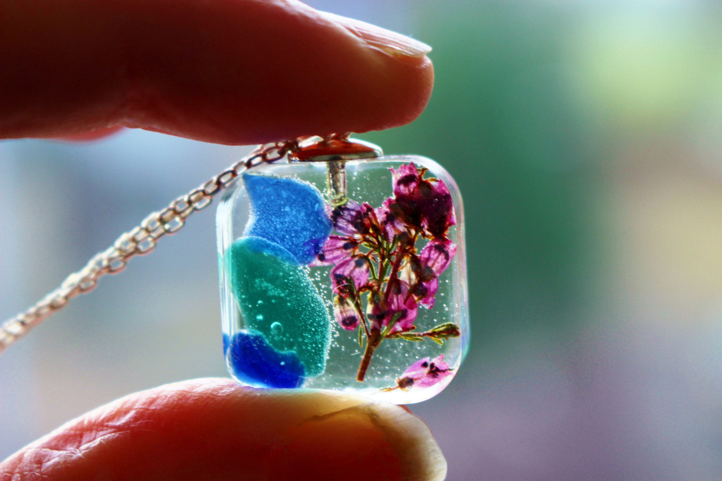Scottish Heather and Seaglass Necklace