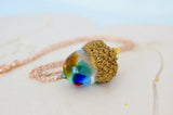 Rainbow Acorn Seaglass Necklace