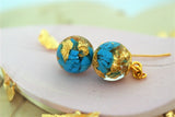 Turquoise Gemstone Resin Earrings, December Birthstone Earring