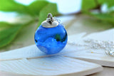 Blue Sky and Clouds Resin Necklace