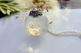 Fairy Necklace, Resin Sphere With Magical Fairy Beads, Rainbow Bubble Necklace