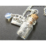 Glass Vial with Dandelion Seeds Charm Necklace - Make a Wish Pendant, Holiday Gift, Jewelry for Women, Gift for Her, Mum Sister
