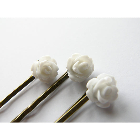 White Rose Bobby Pin Set