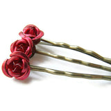 Red Rose Bobby Pin Set, Christmas Gift, Gift for Mum