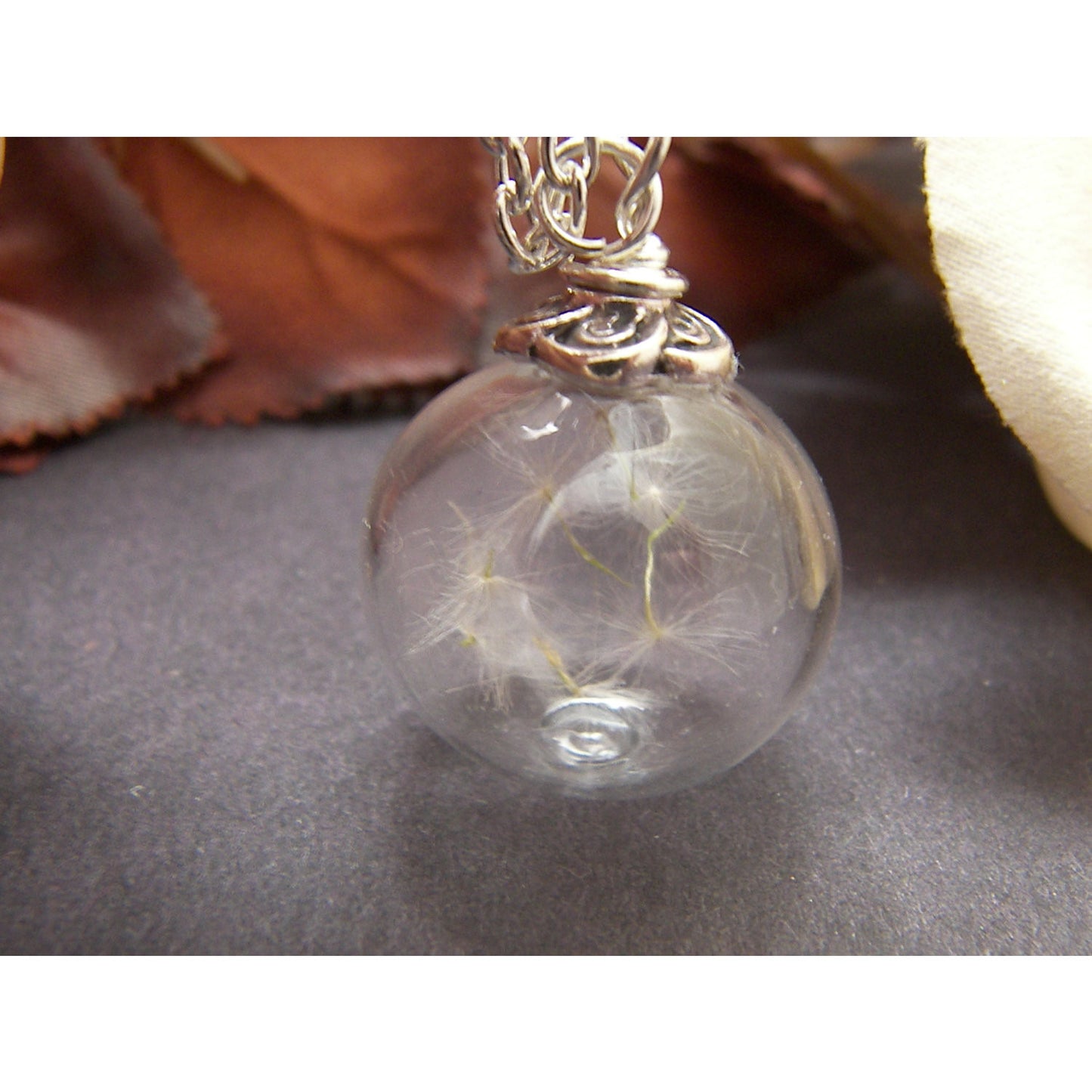 Dandelion Seed Necklace, Handblown Glass, Nature Necklace, Wish Necklace, Real Dandelion, Handmade by Wishes on the Wind, Christmas Gift