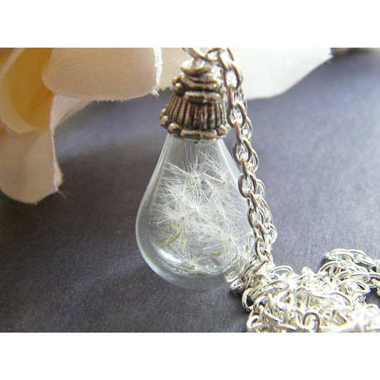 Dandelion Necklace, Hand Blown Glass Pendant, Make a Wish, Bridesmaid Jewelry, Dandelion Jewelry, Handmade Jewellery, Jewelry for Women
