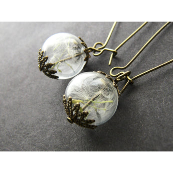 Dandelion Earrings, Hand Blown Glass, Glass Globes, Globe Earrings, Make a Wish, Gifts for Women