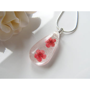 Teardrop Poppy Necklace, Pretty Necklace, Eco Friendly Resin, Flower Necklace, Gift for Mom, Jewelry for Women, Sister, Mum, Girlfriend