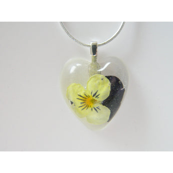 Pressed Flower Jewelry, Viola Necklace, Heart Necklace, Real Flower Jewelry, Holiday Gift