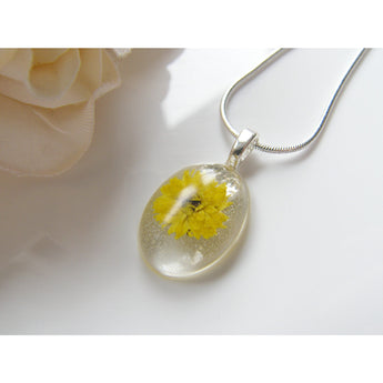 Real Flower Necklace, Sunflower Pendant, Botanical Necklace, Nature, Eco Friendly