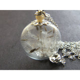 Dandelion Seed Glass Orb Terrarium Necklace, Bridesmaids Gifts, Make a Wish, Orb Necklace, Real Dandelion