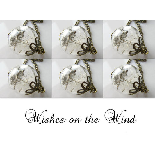 Bridesmaid Gift Necklace - Wedding, Bridal  - Set Of 6 Dandelion Wish Necklaces - MAKE A WISH