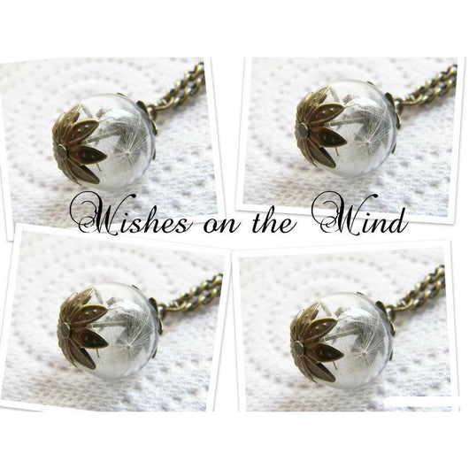 Dandelion Seed Glass Orb Necklace,  Set of 4, Bridesmaids Gift, Small Orb, Bridesmaids Jewelry