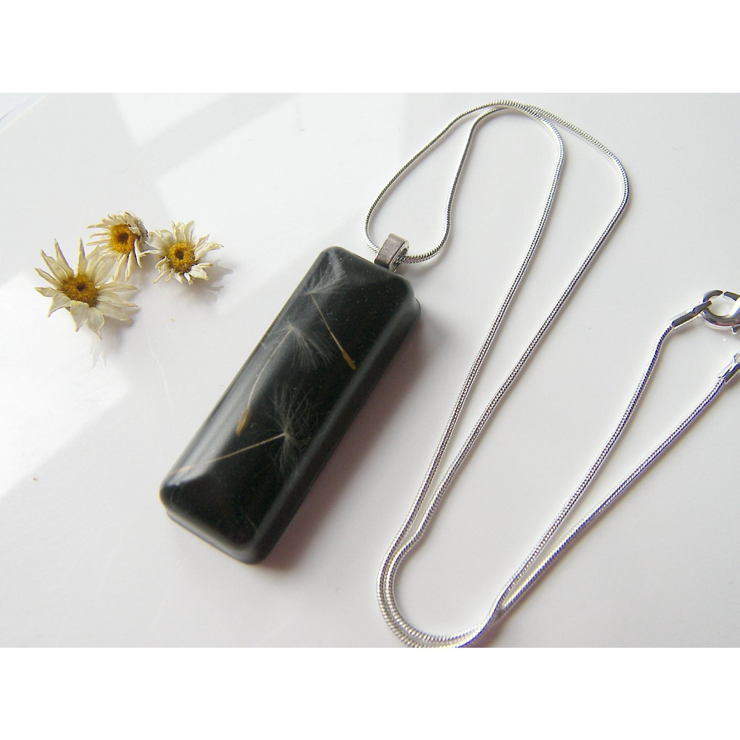 Eco Friendly Necklace, Dandelion Pendant, Nature Jewelry, Eco Necklace, Pressed Flower Jewelry, Pressed Flower Resin