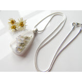 Sea Lavender Pendant,  Pressed Flower, Botanical, Woodland, White Resin Necklace