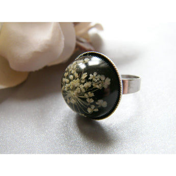 Eco Friendly Ring, Lace Flower, Pressed Flower Jewelry, Eco Chic, Christmas, Snowflake Ring