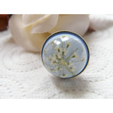 Snowflake Ring, Lace Flower, Pressed Flower Jewelry, Eco Chic, Christmas Gift, Ice Blue
