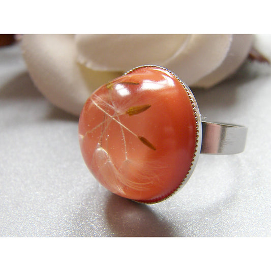 Dandelion Ring, Dandelion Seeds Ring, Resin Ring, Real Flower Jewelry, Nature Jewelry by Wishes on the Wind