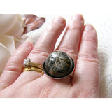 Real Dandelion Seeds Ring, Black Resin Ring, Nature Specimen, Make a Wish, Eco Friendly