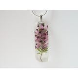 Heather Pendant, Real Flower, Botanical Necklace, Nature, Eco Friendly, Purple Scottish Heather