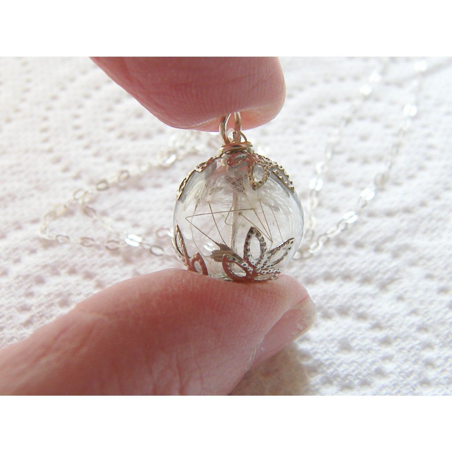 Dandelion Necklace on Sterling Chain