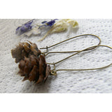 Pine Cone Earrings, Real Miniature, Woodland Earrings, Dangle Earrings, Bronze Earwires
