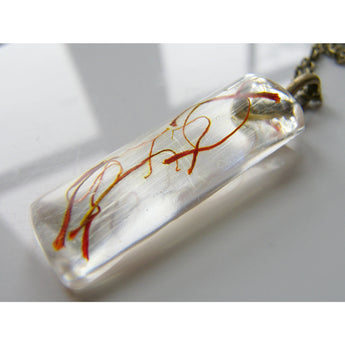 Real Spicy Saffron Neclace, Eco Resin, Eco Pendant, Spice