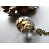 Real Pine Cone Resin Orb Necklace, Resin Sphere, Woodland Pendant, Autumn Fall Jewelry