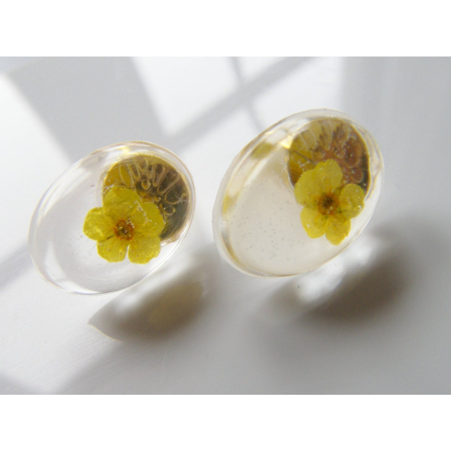 Yellow Flower Earrings, Resin Flower Earrings, Flower Jewelry, Eco Resin