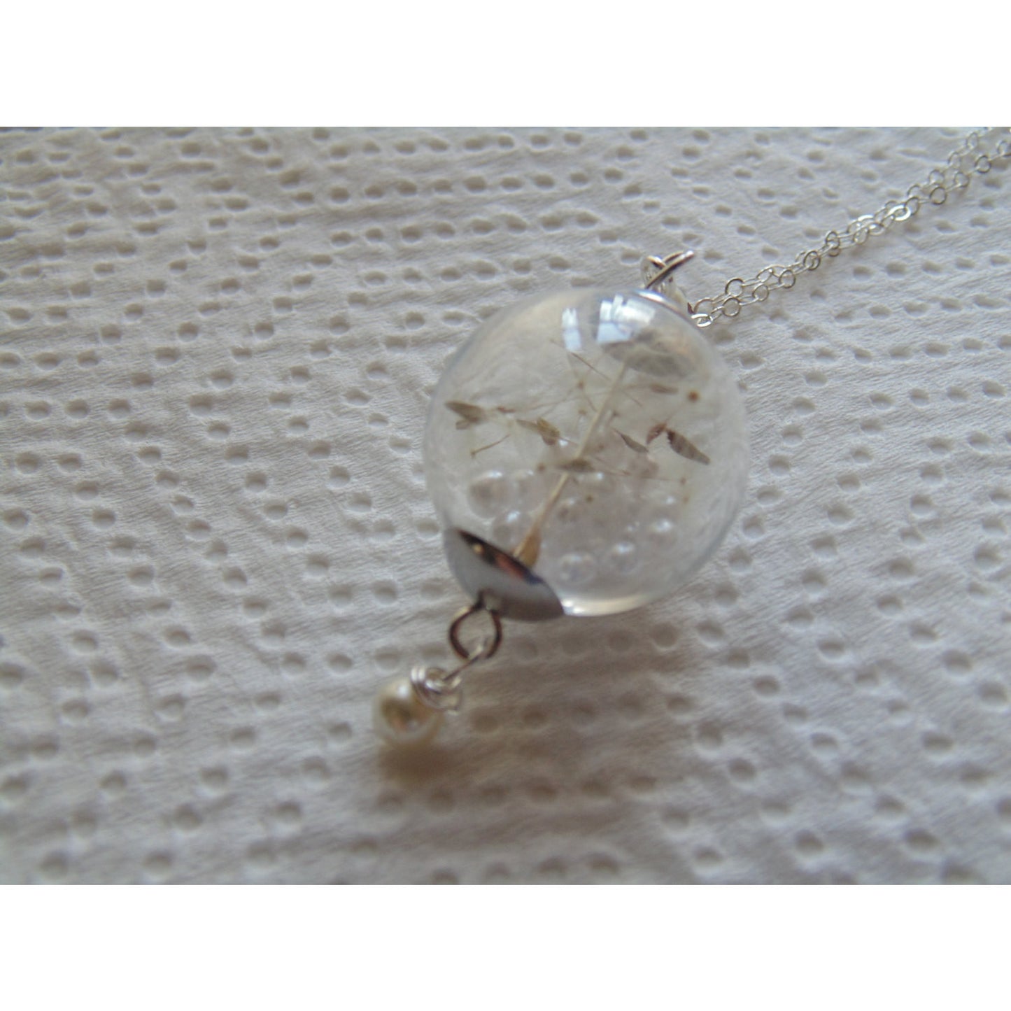 Dandelion Seed Necklace, Glass Orb, Handblown, Bridesmaids Gifts, Make a Wish, Wishes on the Wind