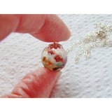 Gemstones in Resin Sphere Necklace, Dainty Orb Necklace, Gemstone, Eco Friendly, Eco Chic