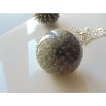 Globe Thistle Pendant, Scottish Thistle Necklace, Thistle Necklace, Scotland, Large Resin Orb Pendant, Eco Resin, Bio Resin, Eco Friendly