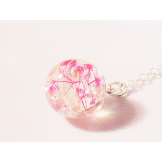 cherry blossom resin necklace