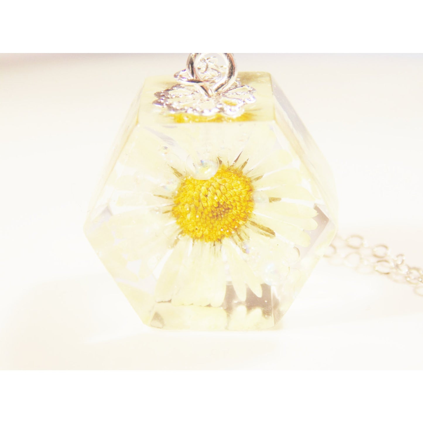 Daisy Necklace, Dewdrop Necklace, Hexagon Necklace, geometric necklace, Daisy Pendant, Wishes on the Wind 2016