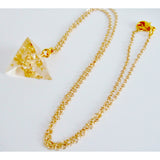 Pyramid Necklace with Gold Accents, Gift for Her, Resin Jewelry, Resin Necklace
