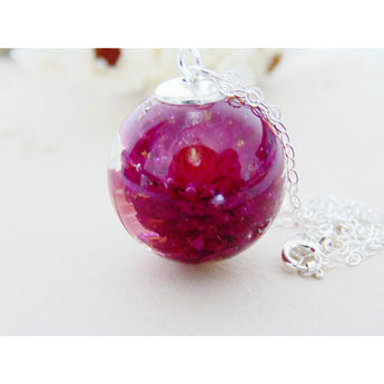 Clover Necklace, Purple Clover Pendant, Nature Jewelry, Botanical Jewellery, Gift for Her