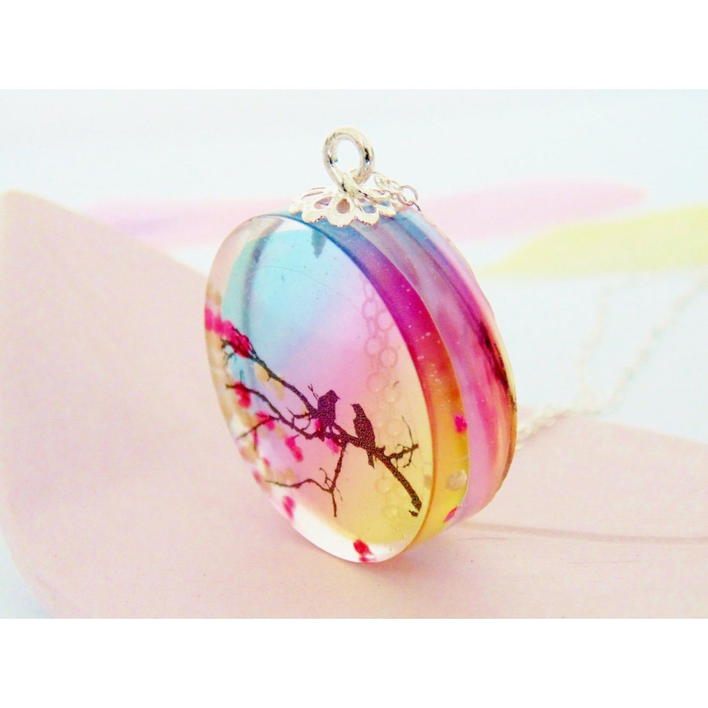 Bird Necklace, Birds on Branch Necklace, Spring Pendant, Love Birds, Gift for Her